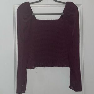 Express Purple sheer puff sleeve blouse